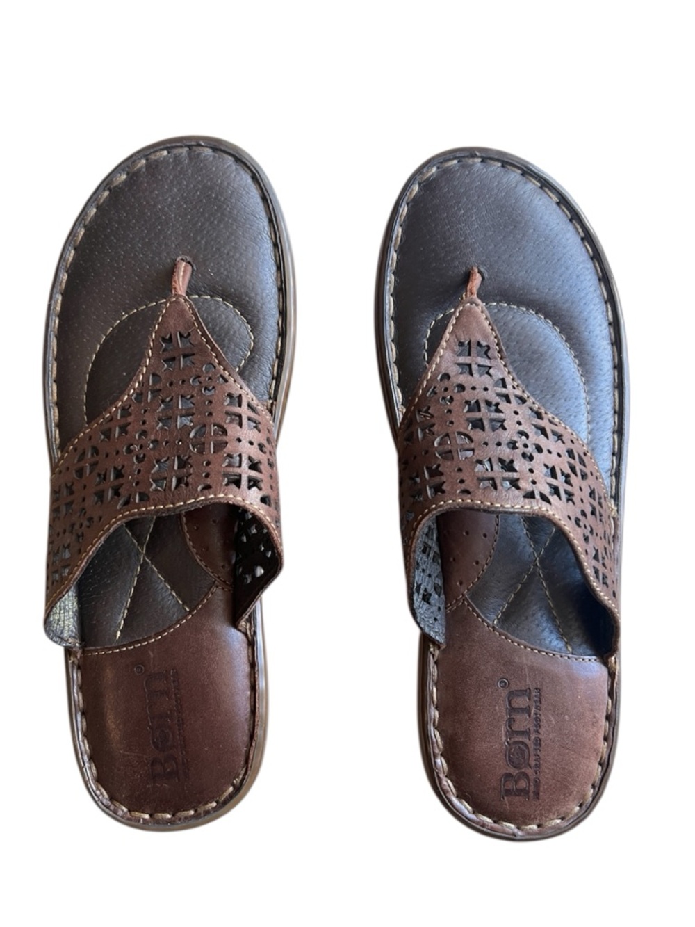 Born Women's Dark Brown Thong Sandals With Cut Out Design Size 8M